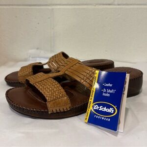 Vintage new Dr Scholls Betty wedge sandals brown leather